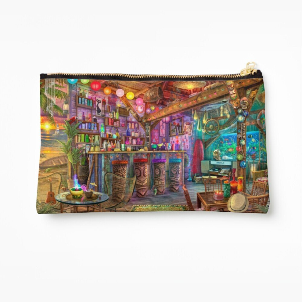 Whibos Makeup Bag Tiki Beach Sunset Cosmetic Organizer Tyvek Paper Bags Zipper Pouch