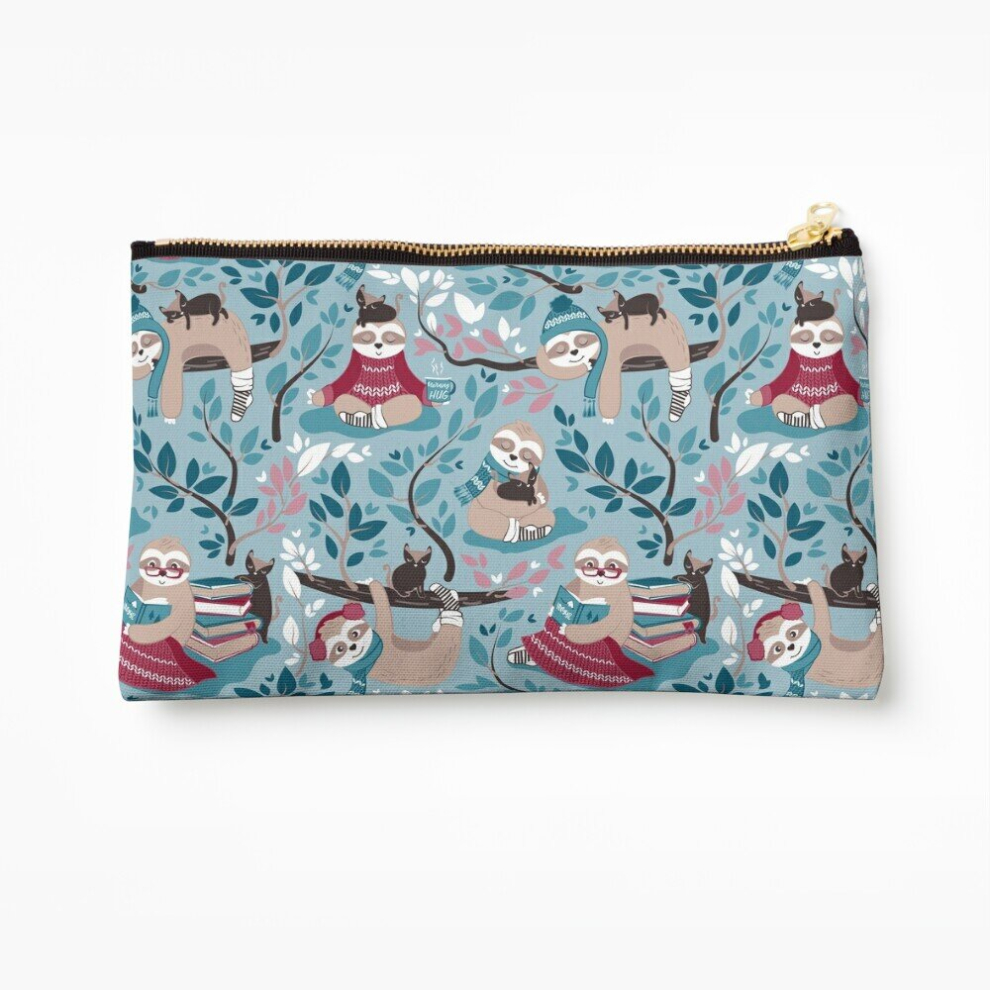 Whibos Blue/Red Makeup Bag Hygge Sloth Small Scale Pale And Cosmetic Organizer Tyvek Paper Bags Zipper Pouch