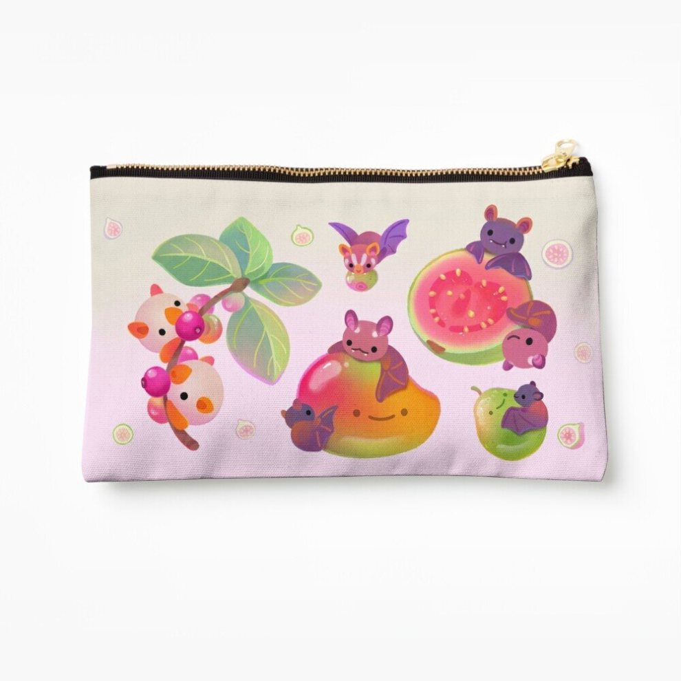 Whibos Makeup Bag Fruit And Bat - Pastel Cosmetic Organizer Tyvek Paper Bags Zipper Pouch