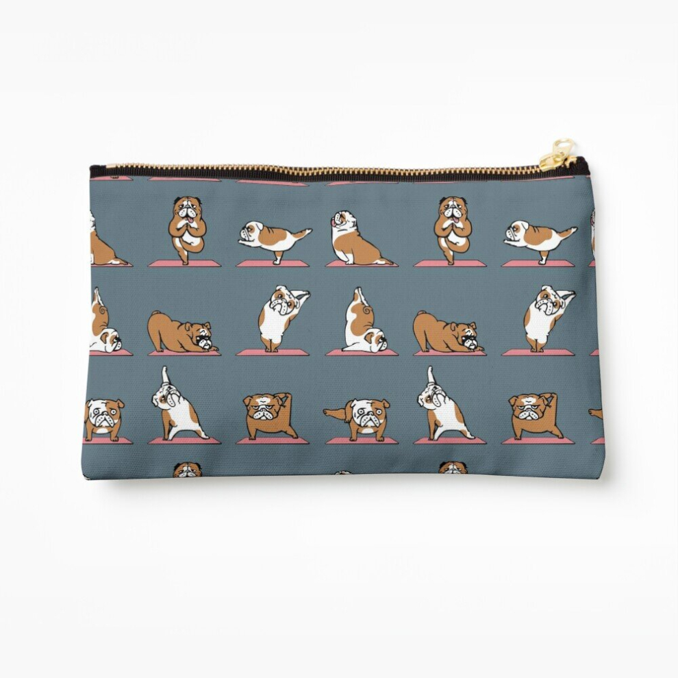 Whibos Makeup Bag English Bulldog Yoga Cosmetic Organizer Tyvek Paper Bags Zipper Pouch