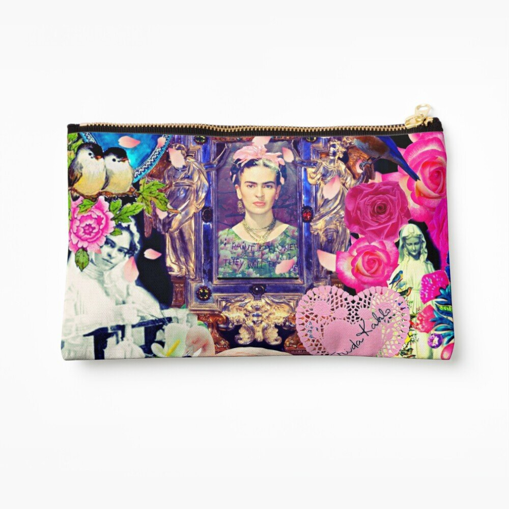 Whibos Makeup Bag Frida Kahlo Love One Another Collage Cosmetic Organizer Tyvek Paper Bags Zipper Pouch