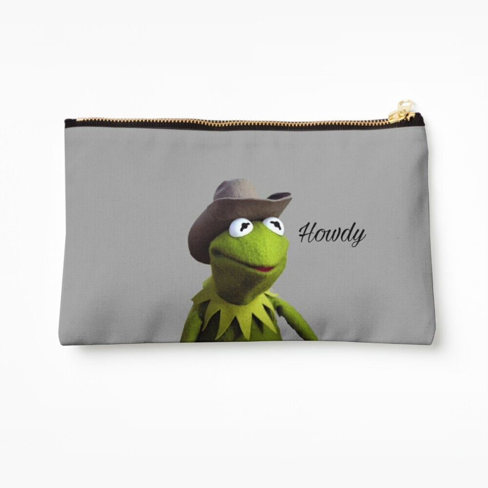 Whibos Makeup Bag Kermit The Frog Cowboy Howdy Meme Reaction Cosmetic Organizer Tyvek Paper Bags Zipper Pouch