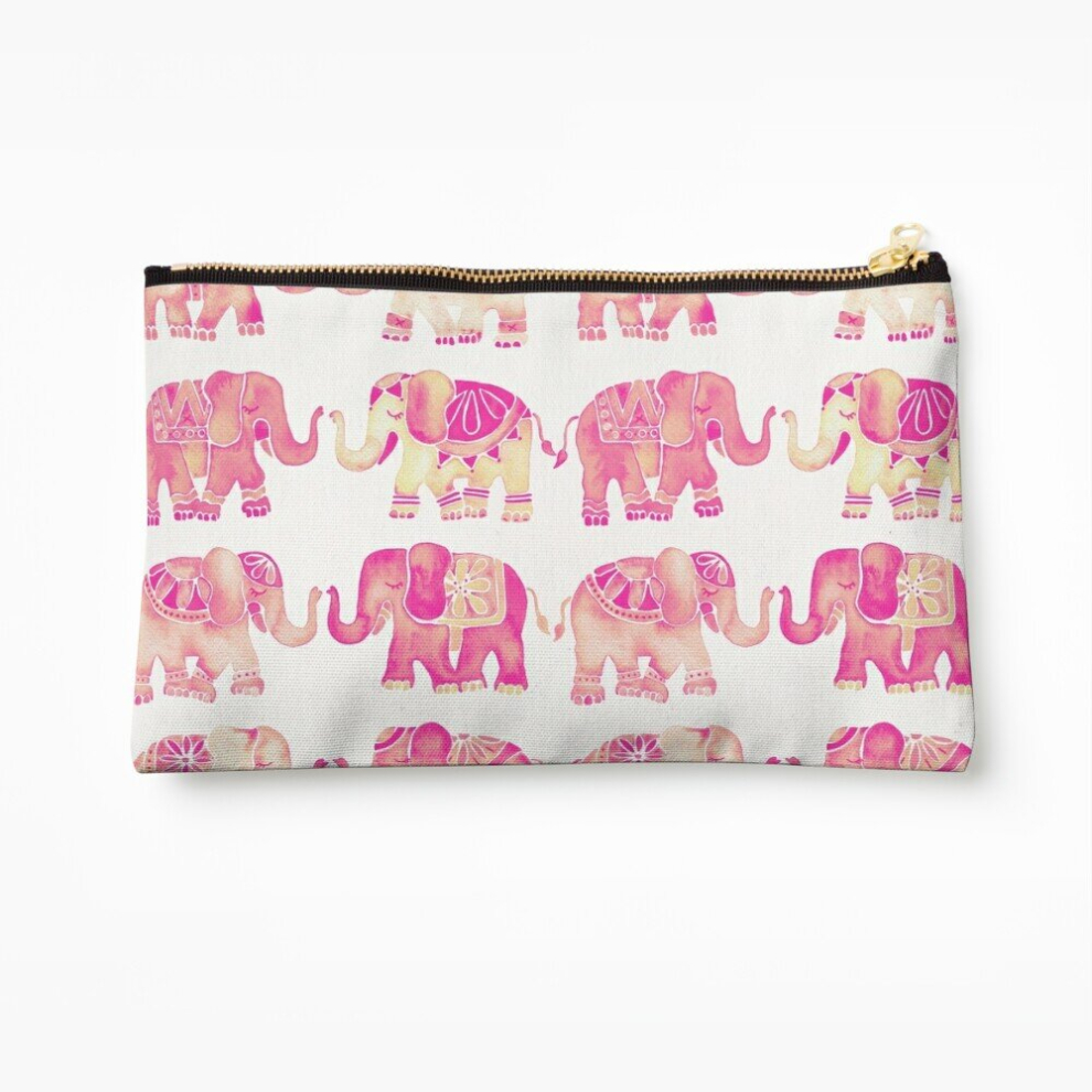 Whibos Pink Makeup Bag Elephants Cosmetic Organizer Tyvek Paper Bags Zipper Pouch