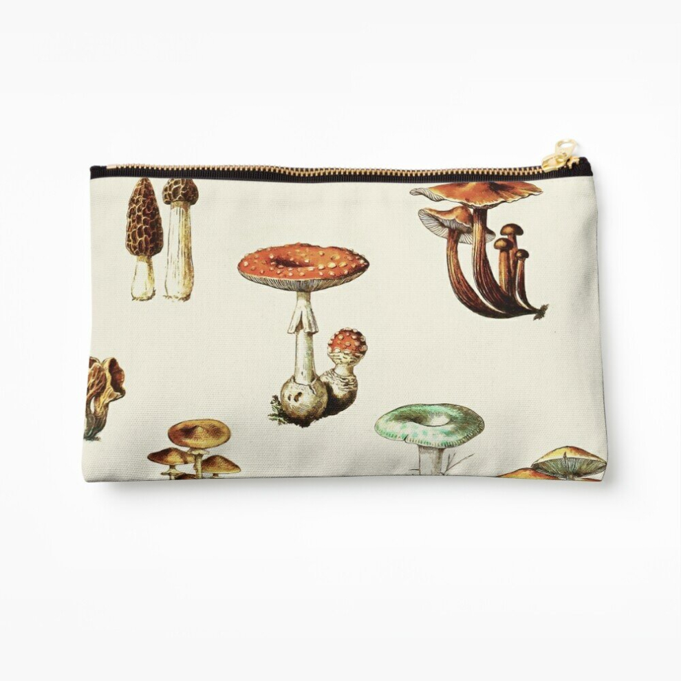 Whibos Makeup Bag Champignon I Vintage French Mushroom Chart By Adolphe Millot Cosmetic Organizer Tyvek Paper Bags Zipper Pouch