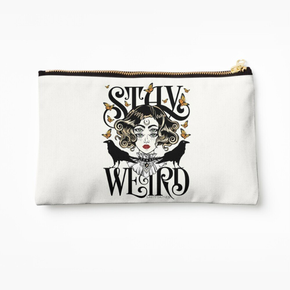 Whibos Makeup Bag Rose And The Ravens {Stay Weird} Colour Version Cosmetic Organizer Tyvek Paper Bags Zipper Pouch