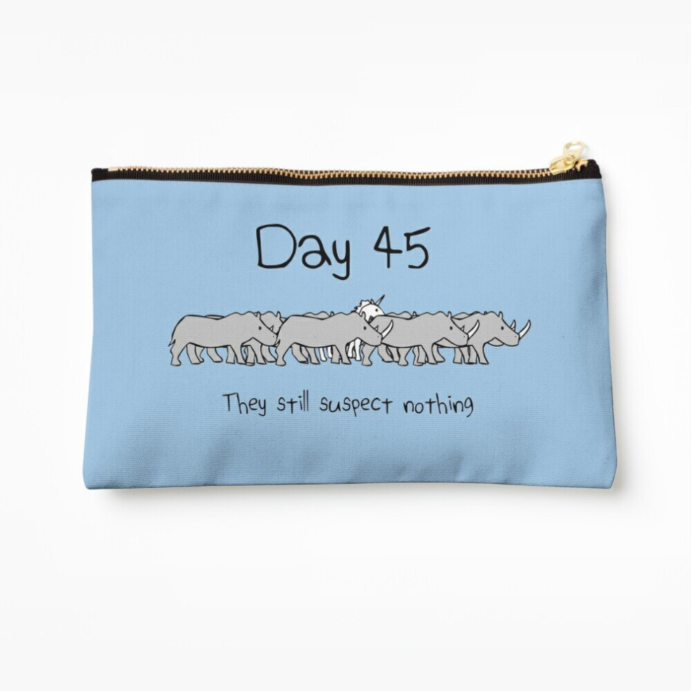 Whibos Makeup Bag Day 45. They Still Suspect Nothing. (Unicorn + Rhinos) Cosmetic Organizer Tyvek Paper Bags Zipper Pouch