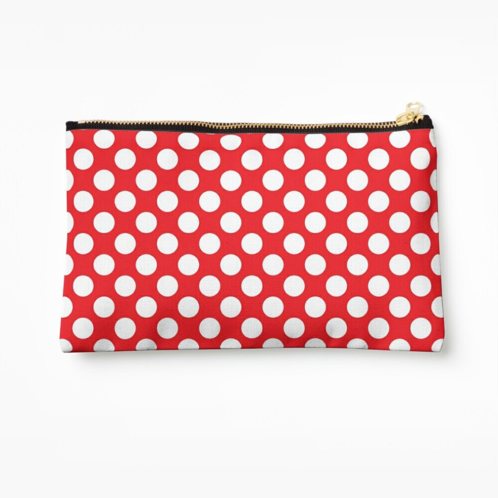 Whibos White/Red Makeup Bag Polka Dots With Cosmetic Organizer Tyvek Paper Bags Zipper Pouch