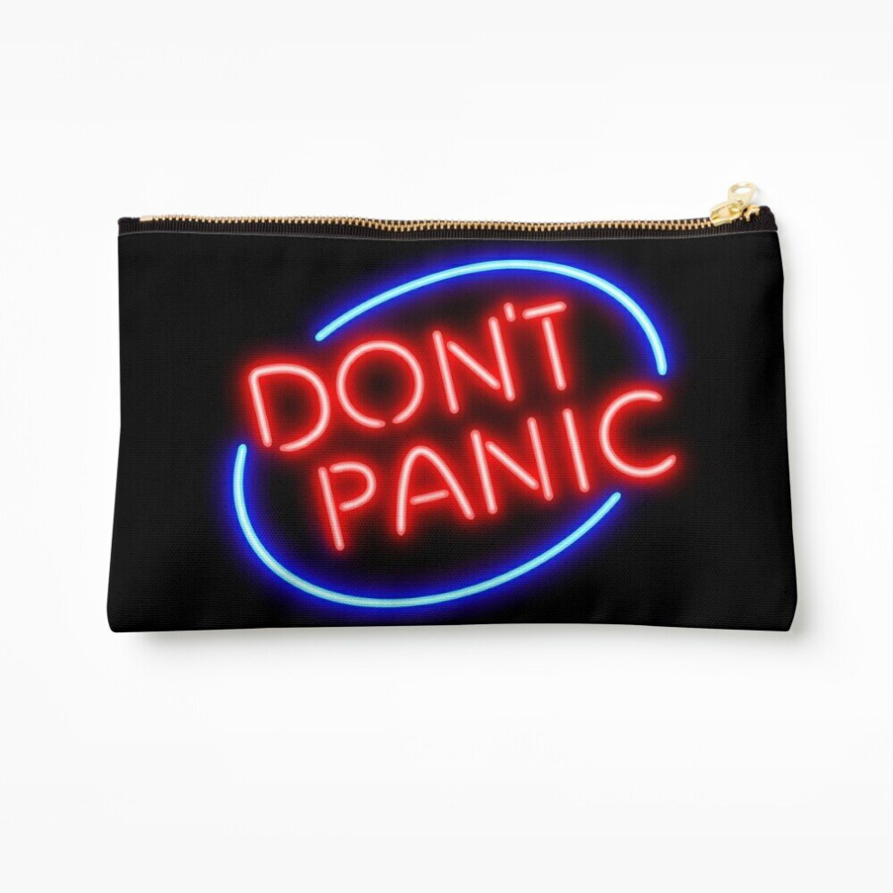 Whibos Makeup Bag Hitchhiker's Guide - "Don't Panic" Neon Sign Cosmetic Organizer Tyvek Paper Bags Zipper Pouch