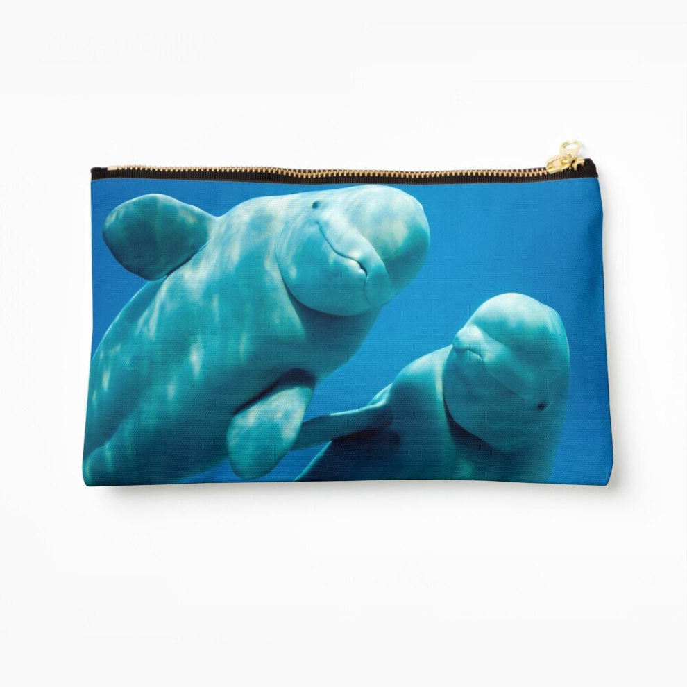 Whibos Makeup Bag Beluga Whales Cosmetic Organizer Tyvek Paper Bags Zipper Pouch