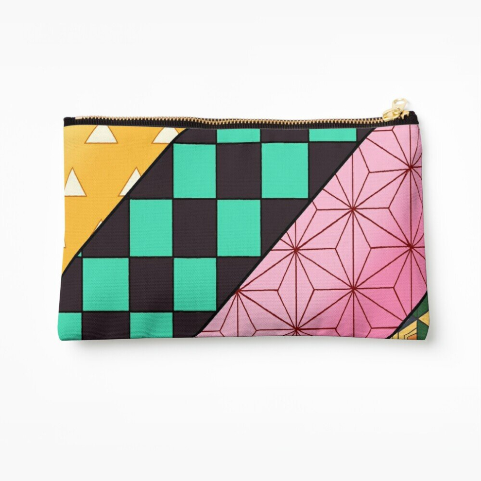 Whibos Makeup Bag Demon Slayer Cool Mixed Pattern Design Cosmetic Organizer Tyvek Paper Bags Zipper Pouch
