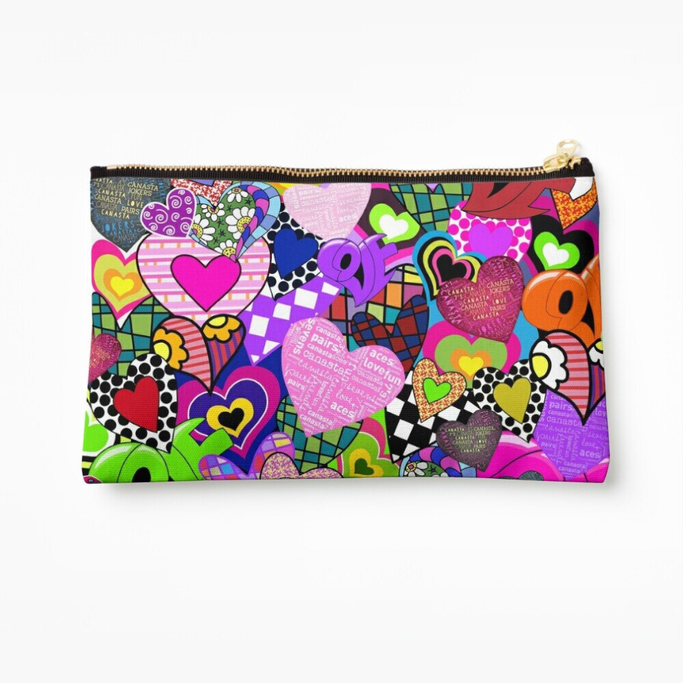 Whibos Makeup Bag Canasta Hearts Cosmetic Organizer Tyvek Paper Bags Zipper Pouch