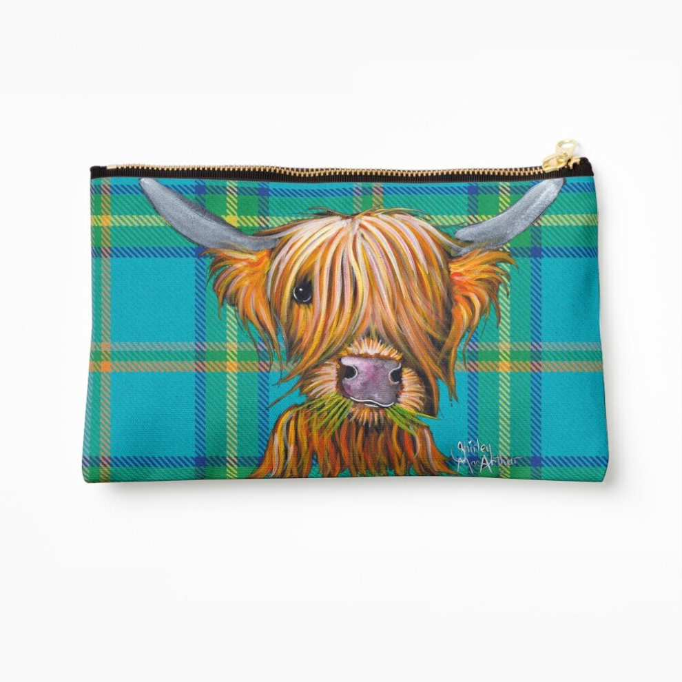 Whibos Makeup Bag Scottish Highland Cow ' Tartan Little Viking ' Cosmetic Organizer Tyvek Paper Bags Zipper Pouch