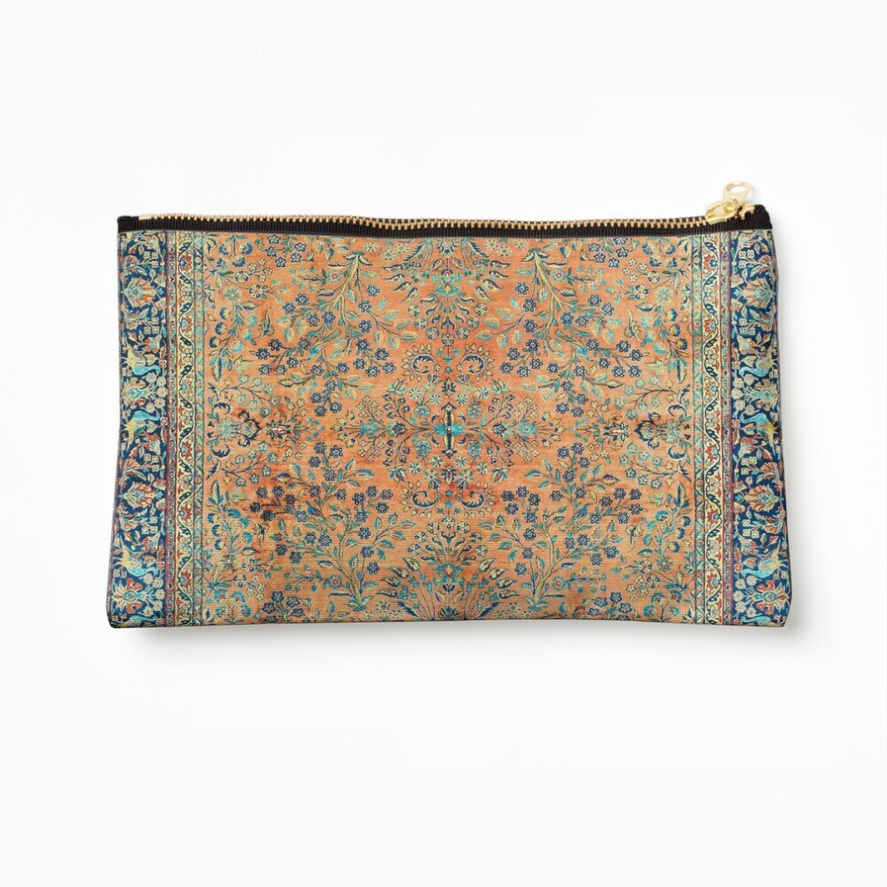 Whibos Makeup Bag Manchester Kashan Floral Persian Carpet Print Cosmetic Organizer Tyvek Paper Bags Zipper Pouch