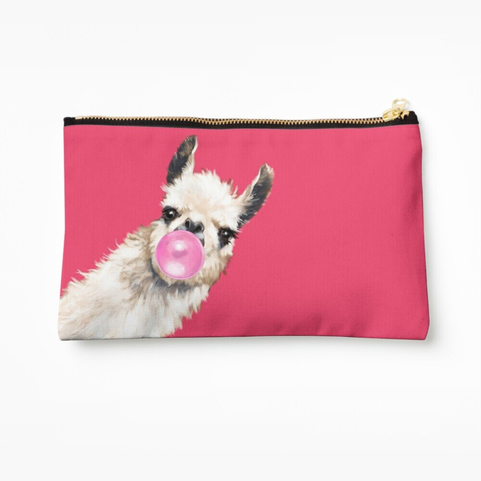 Whibos Red Makeup Bag Bubble Gum Sneaky Llama In Cosmetic Organizer Tyvek Paper Bags Zipper Pouch