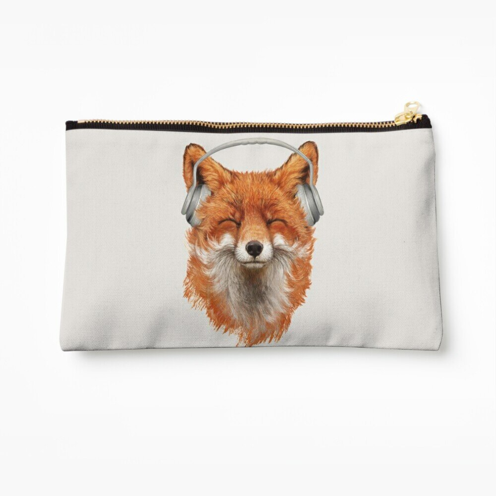 Whibos Makeup Bag Smiling Musical Fox Cosmetic Organizer Tyvek Paper Bags Zipper Pouch