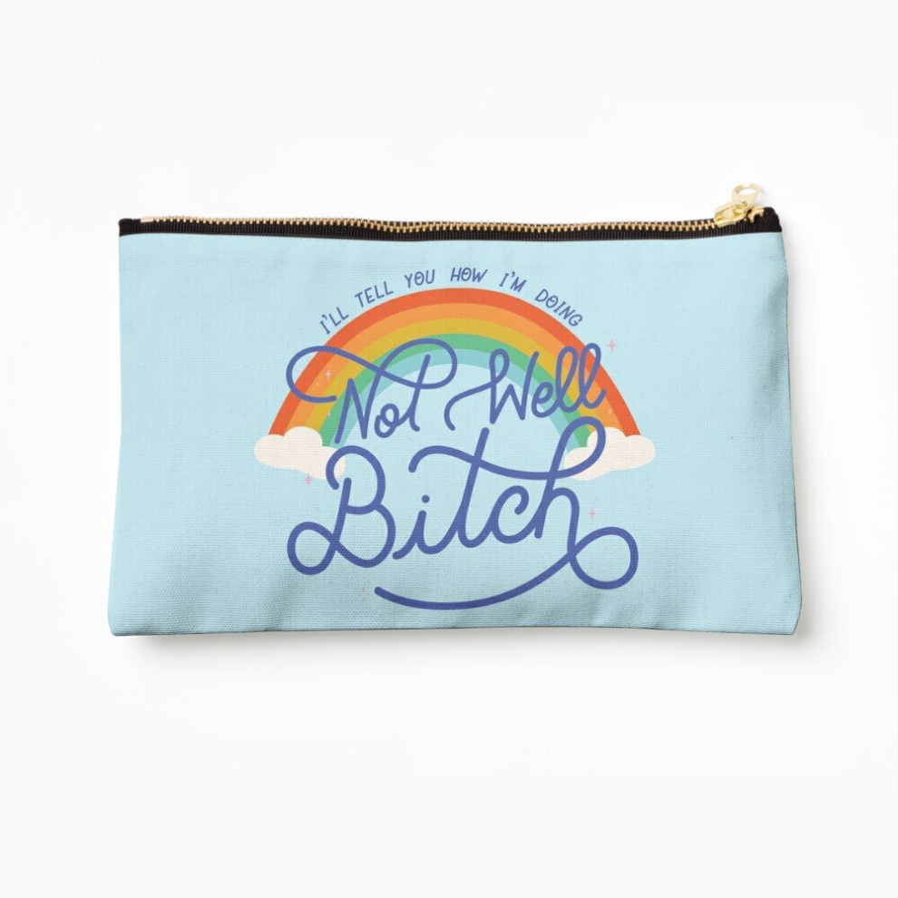 Whibos Makeup Bag Not Well Bitch - Rainbow Cosmetic Organizer Tyvek Paper Bags Zipper Pouch