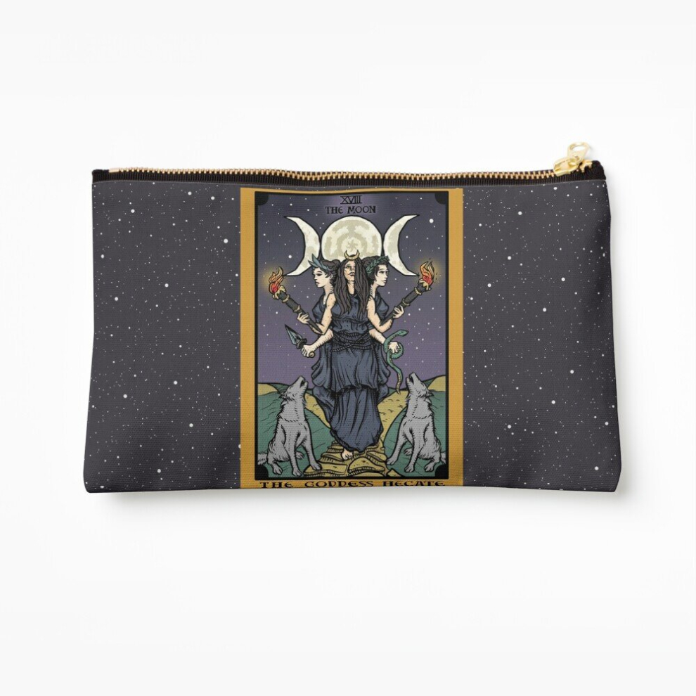 Whibos Makeup Bag Hecate Triple Moon Goddess Of Witchcraft And Magick Witch Hekate Wheel Tarot Card Cosmetic Organizer Tyvek Paper Bags Zipper Pouch