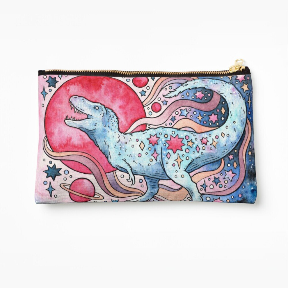 Whibos Makeup Bag Star Rex Cosmic Dinosaur Watercolor Cosmetic Organizer Tyvek Paper Bags Zipper Pouch