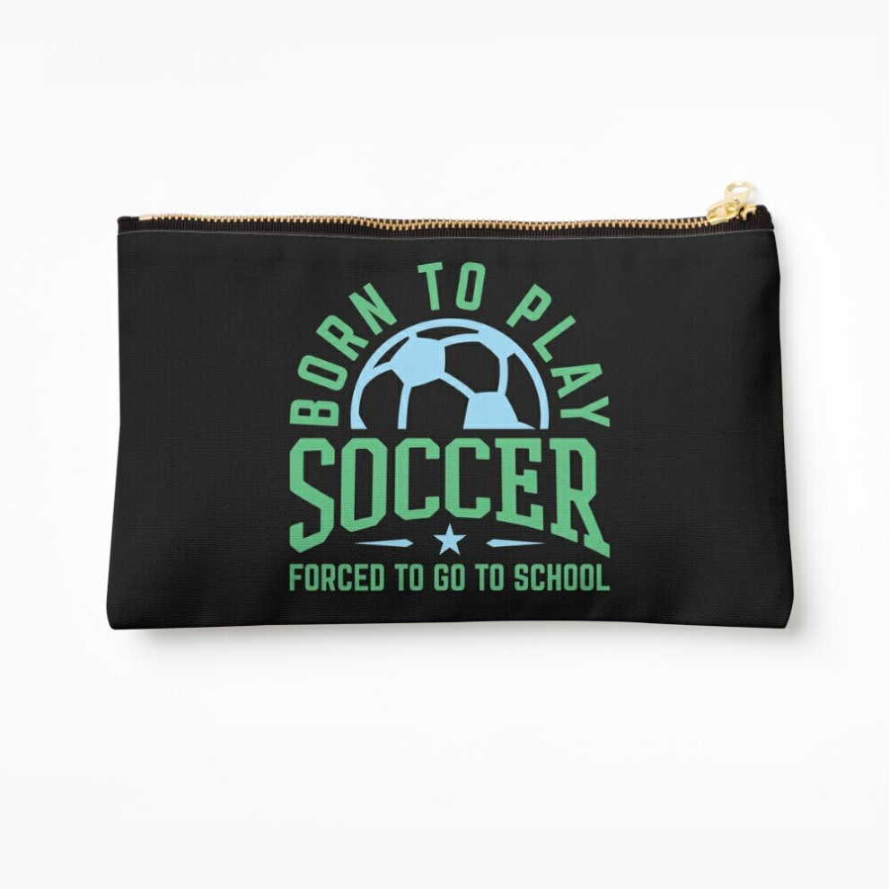 Whibos Makeup Bag Born To Play Soccer Forced To Go To School Cosmetic Organizer Tyvek Paper Bags Zipper Pouch
