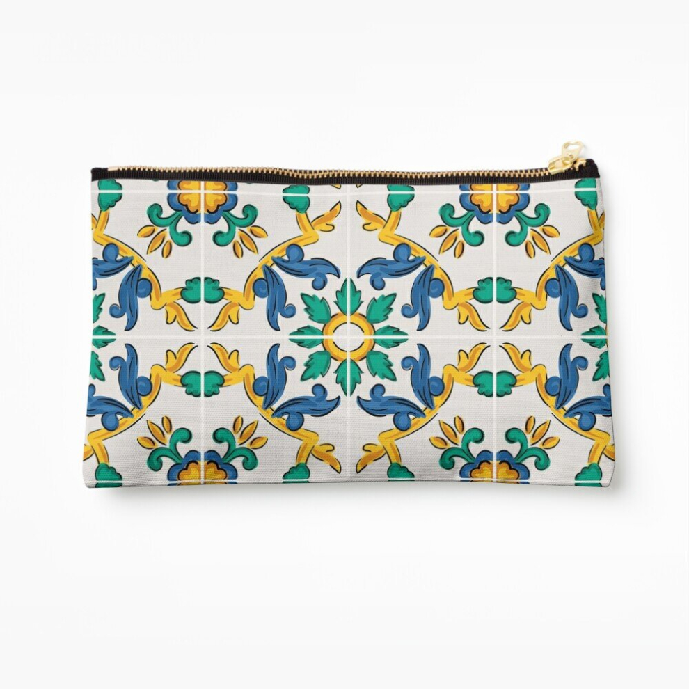 Whibos Makeup Bag Sicilian Traditional Tile Cosmetic Organizer Tyvek Paper Bags Zipper Pouch