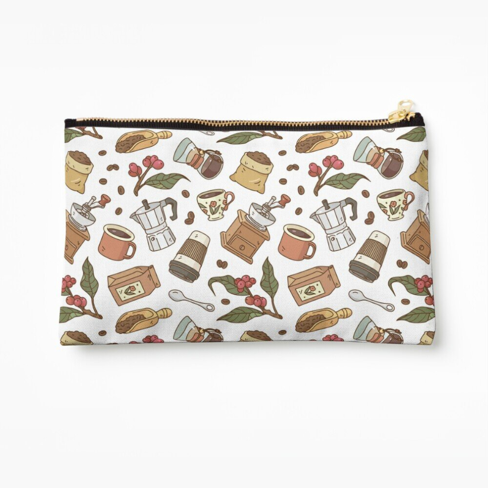 Whibos Makeup Bag Coffee Break Pattern Cosmetic Organizer Tyvek Paper Bags Zipper Pouch