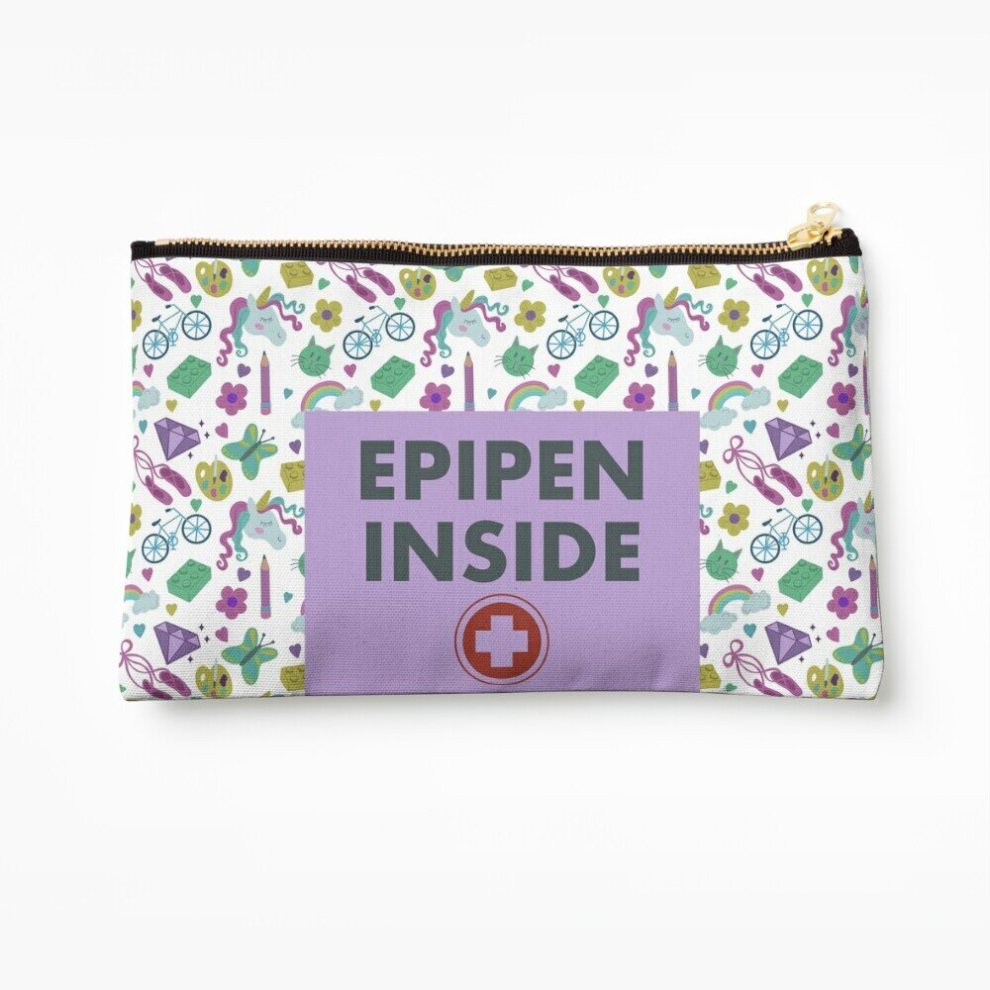 Whibos Purple Makeup Bag Epipen Inside Medical Bag (Kids ) Cosmetic Organizer Tyvek Paper Bags Zipper Pouch