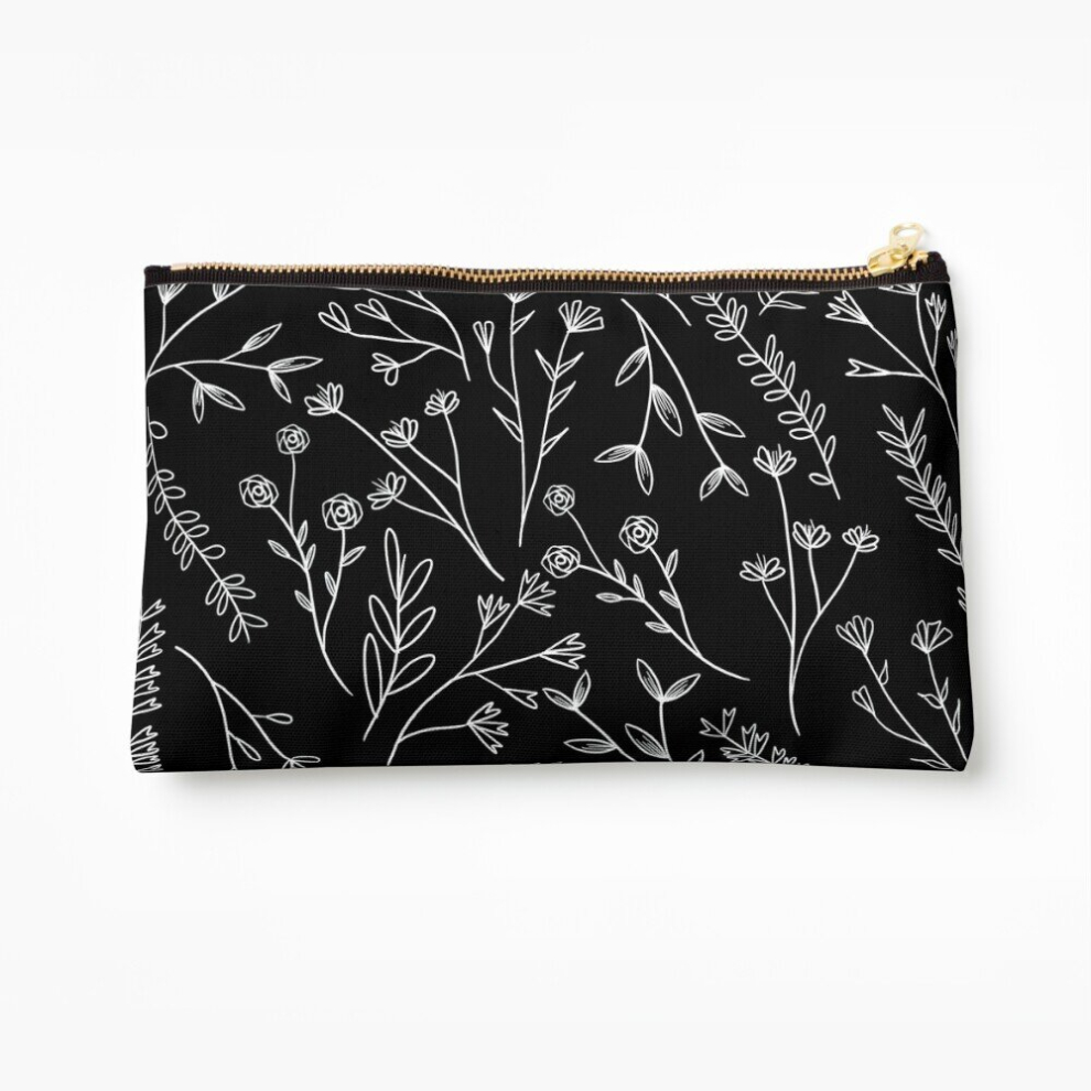 Whibos Dark Makeup Bag Botanical Flowers Cosmetic Organizer Tyvek Paper Bags Zipper Pouch