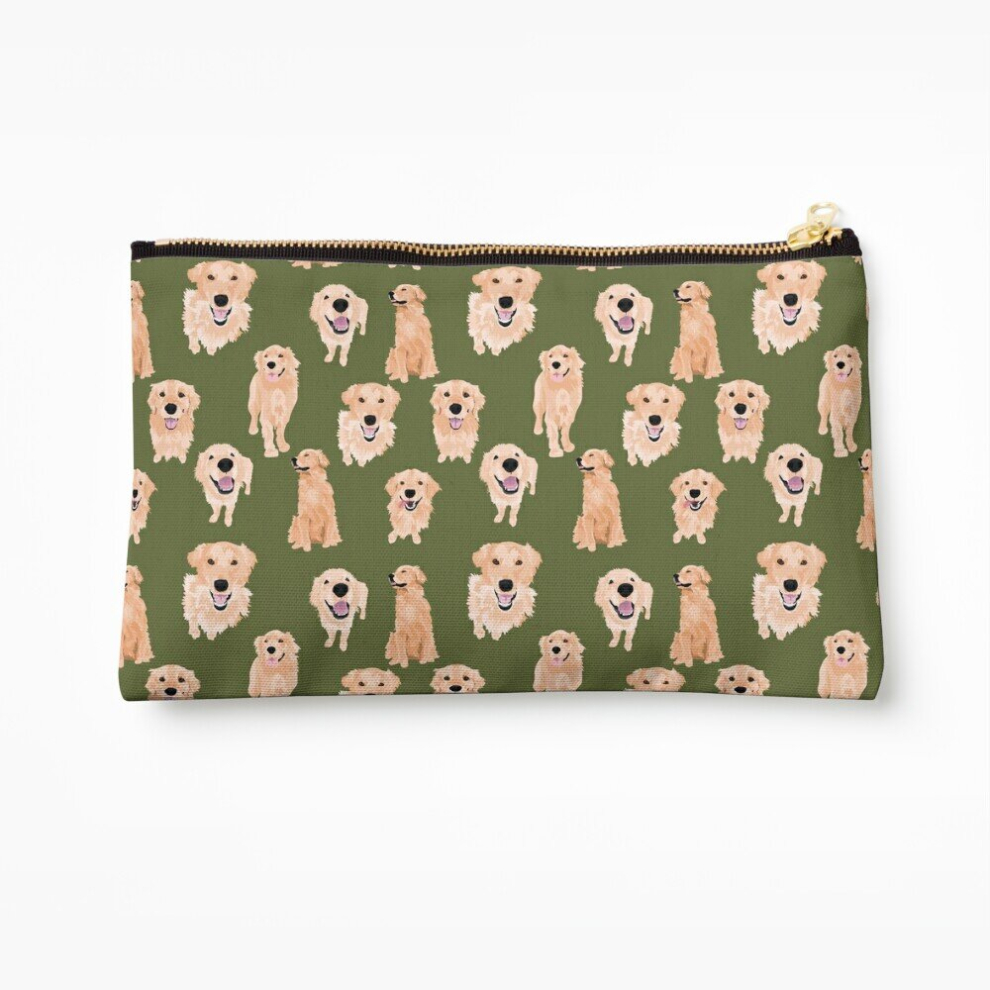 Whibos Golden Makeup Bag Retrievers On Olive Cosmetic Organizer Tyvek Paper Bags Zipper Pouch