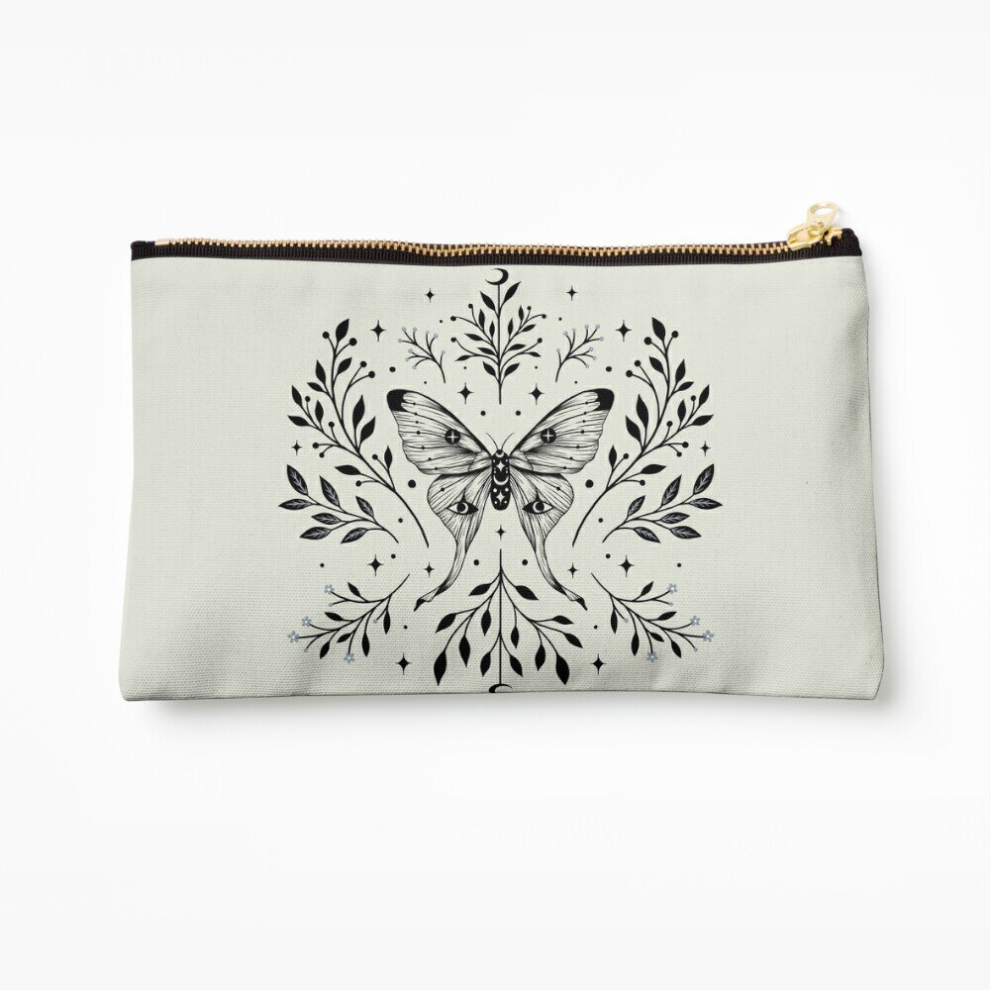 Whibos Makeup Bag Mystical Lunar Moth Cosmetic Organizer Tyvek Paper Bags Zipper Pouch