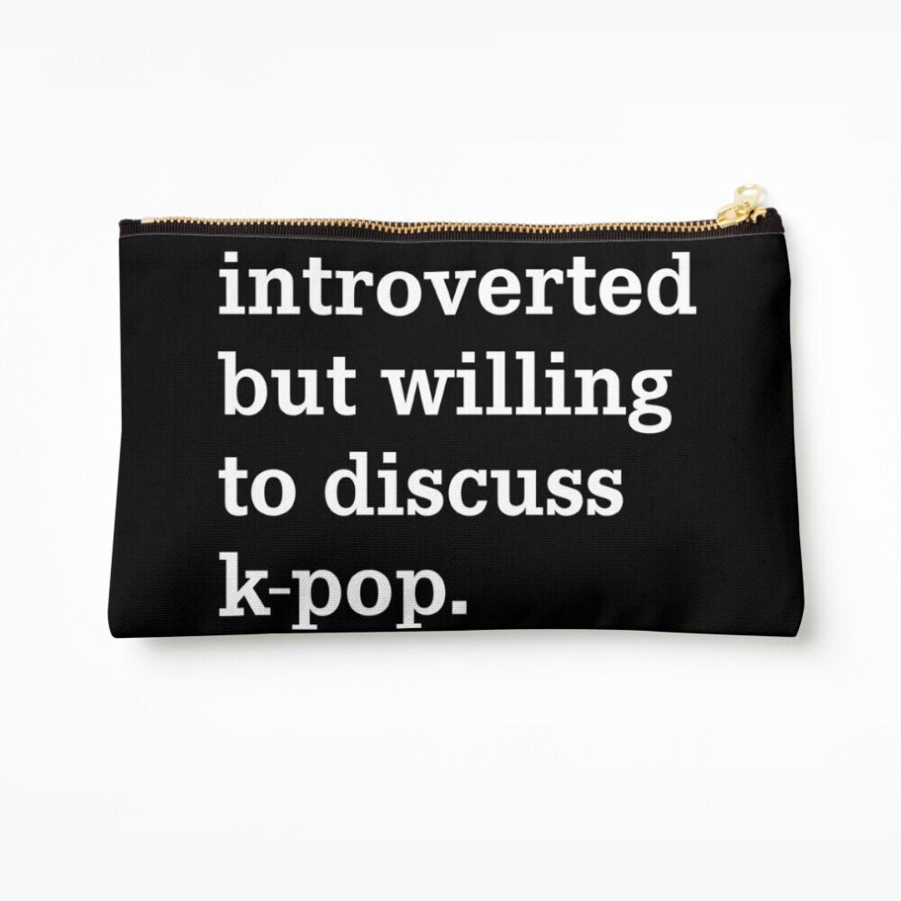 Whibos Makeup Bag Introverted But Willing To Discuss K-Pop Funny Ironic Kpop Merch Cosmetic Organizer Tyvek Paper Bags Zipper Pouch