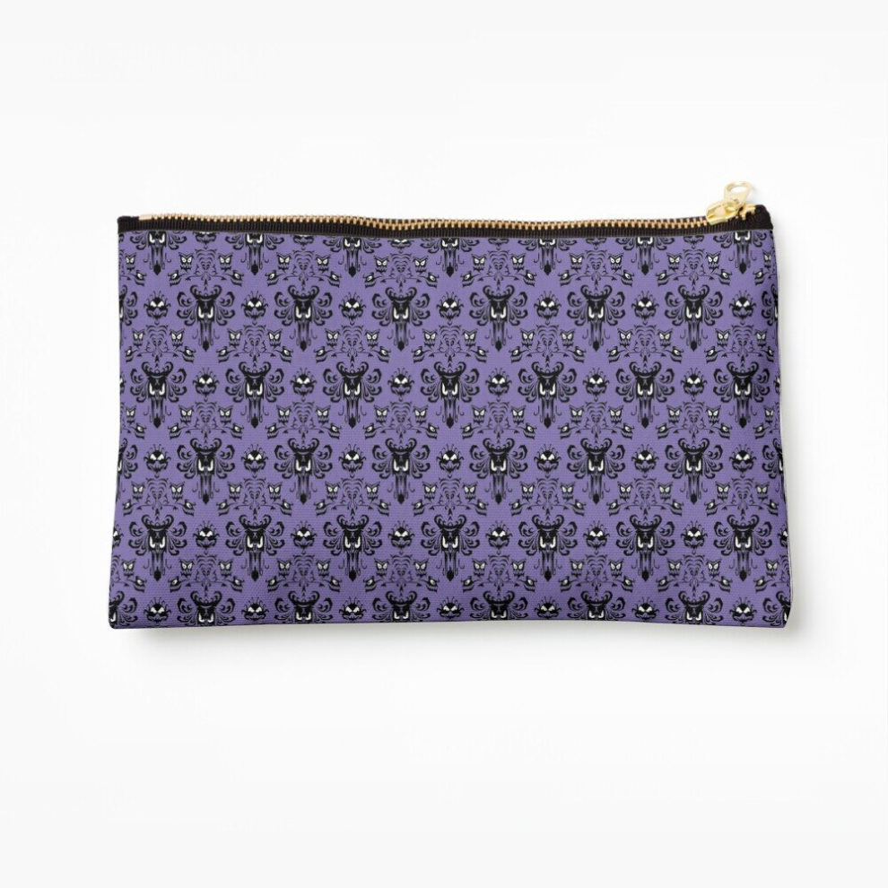 Whibos Makeup Bag Haunted Mansion Wallpaper (Tile) Cosmetic Organizer Tyvek Paper Bags Zipper Pouch
