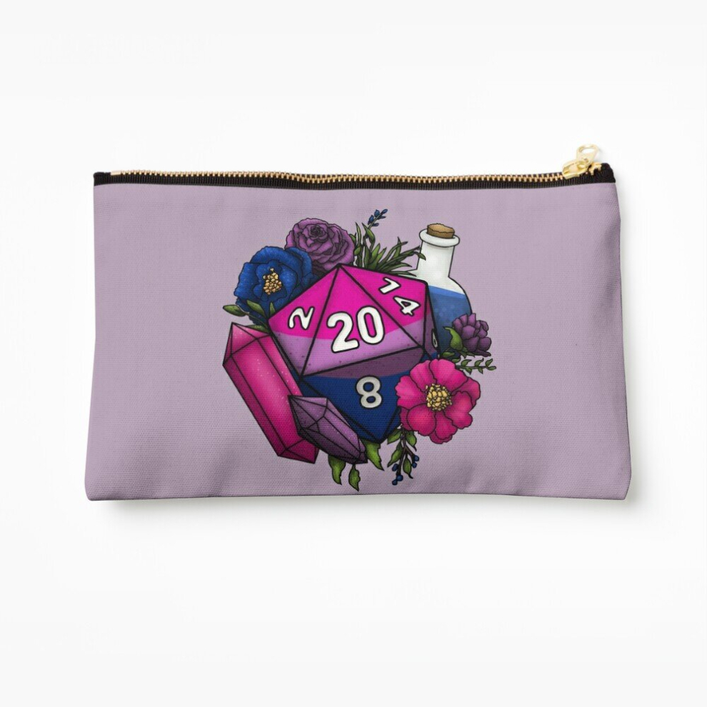 Whibos Makeup Bag Pride Bisexual D20 Tabletop Rpg Gaming Dice Cosmetic Organizer Tyvek Paper Bags Zipper Pouch