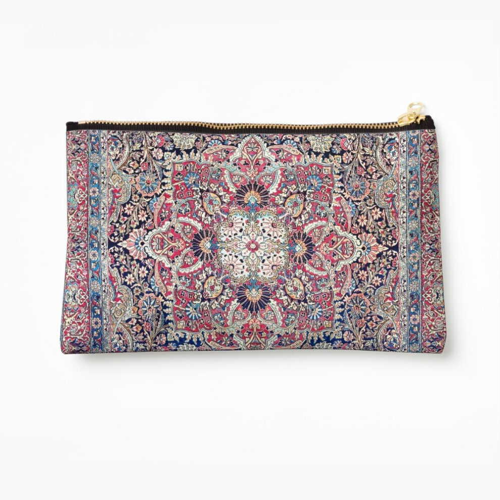 Whibos Makeup Bag Kashan Central Persian Rug Print Cosmetic Organizer Tyvek Paper Bags Zipper Pouch
