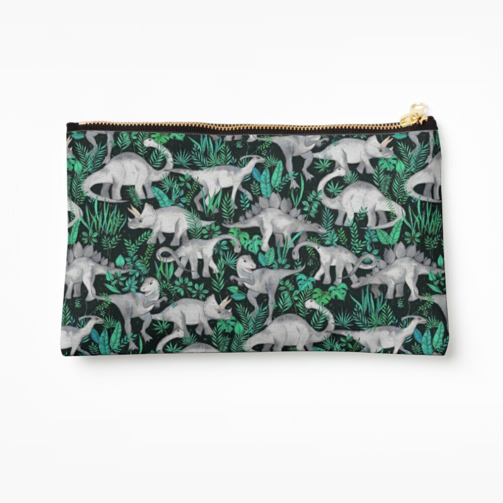 Whibos Makeup Bag Dinosaur Jungle Cosmetic Organizer Tyvek Paper Bags Zipper Pouch