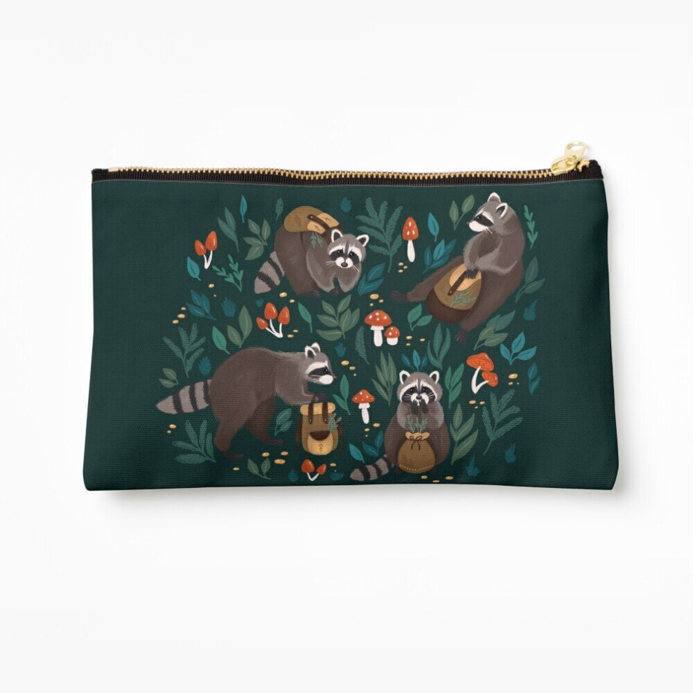 Whibos Green Makeup Bag Raccoons Cosmetic Organizer Tyvek Paper Bags Zipper Pouch