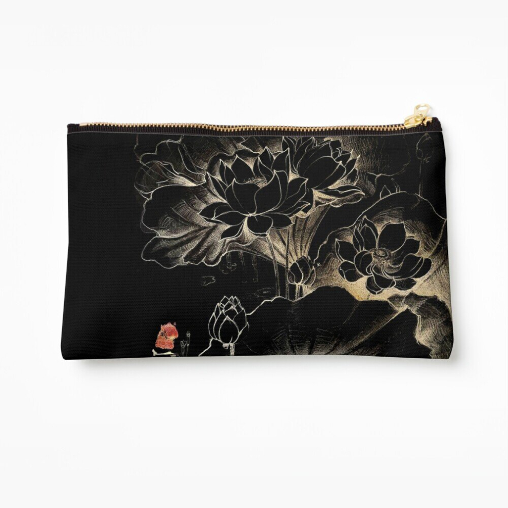 Whibos Makeup Bag Gold Lotus Cosmetic Organizer Tyvek Paper Bags Zipper Pouch