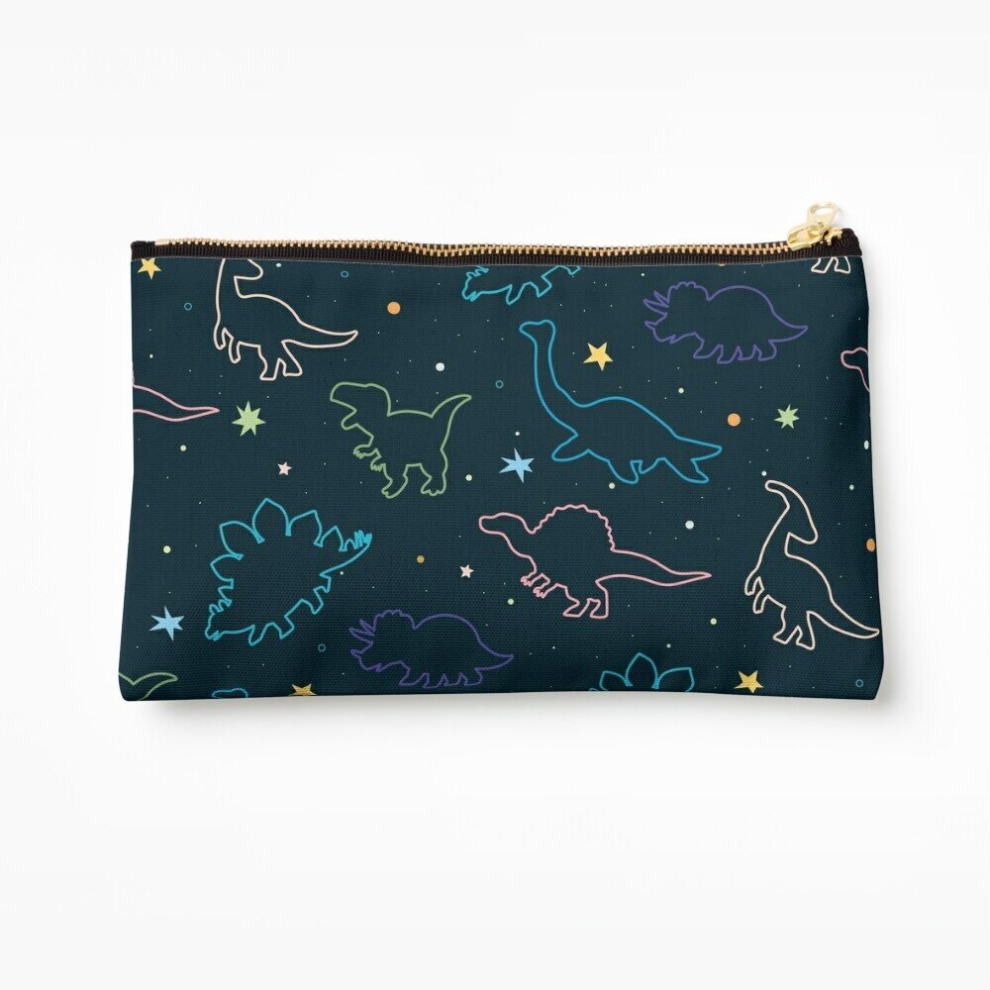 Whibos Makeup Bag Cute Colorful Doodle Dinosaurs Cosmetic Organizer Tyvek Paper Bags Zipper Pouch