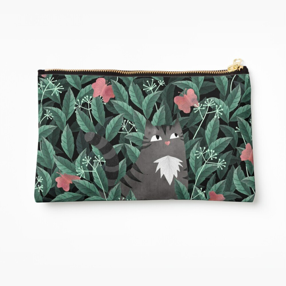 Whibos Makeup Bag Butterfly Garden (Tabby Cat Version) Cosmetic Organizer Tyvek Paper Bags Zipper Pouch
