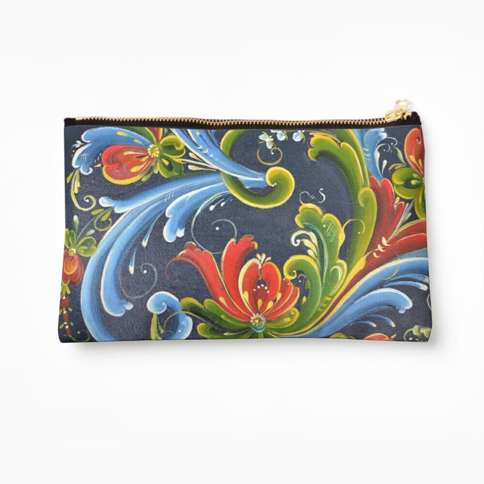 Whibos Makeup Bag Telemark Rosemaling From Norway Cosmetic Organizer Tyvek Paper Bags Zipper Pouch