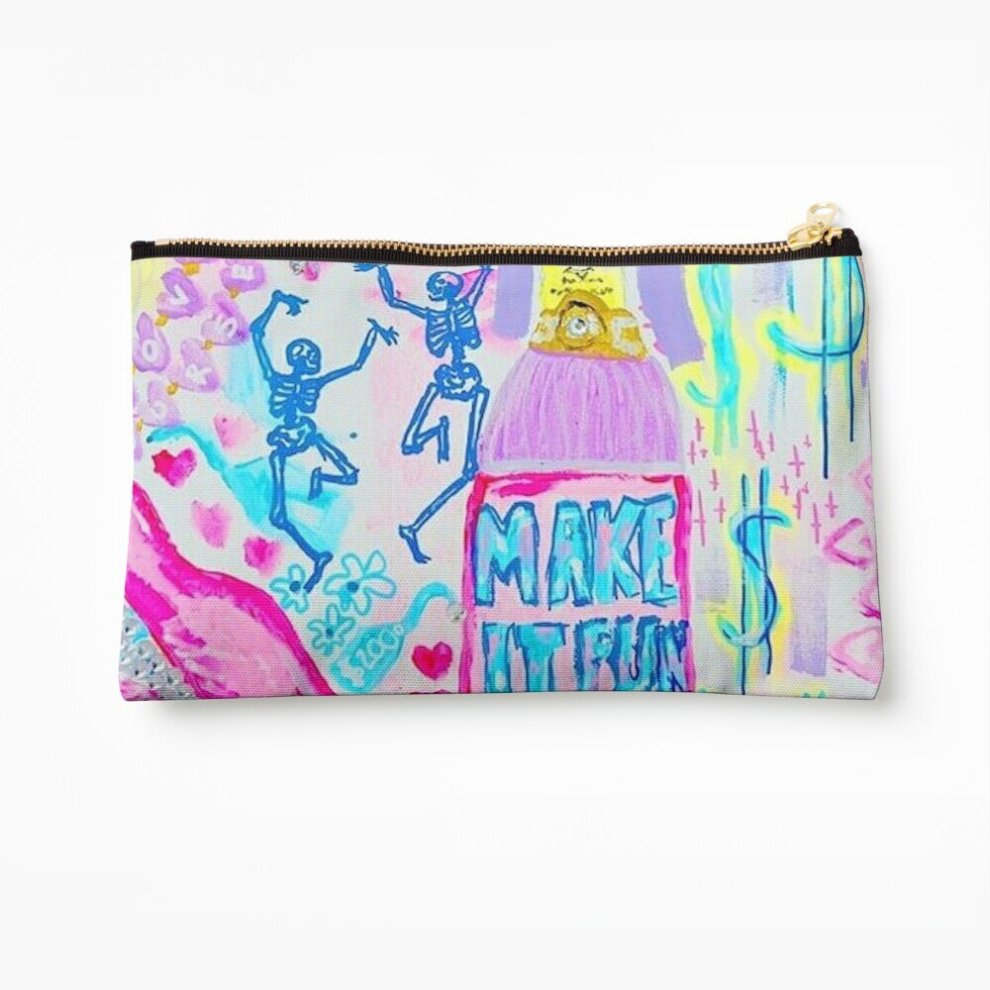 Whibos Makeup Bag Preppy Pastel Art Cosmetic Organizer Tyvek Paper Bags Zipper Pouch