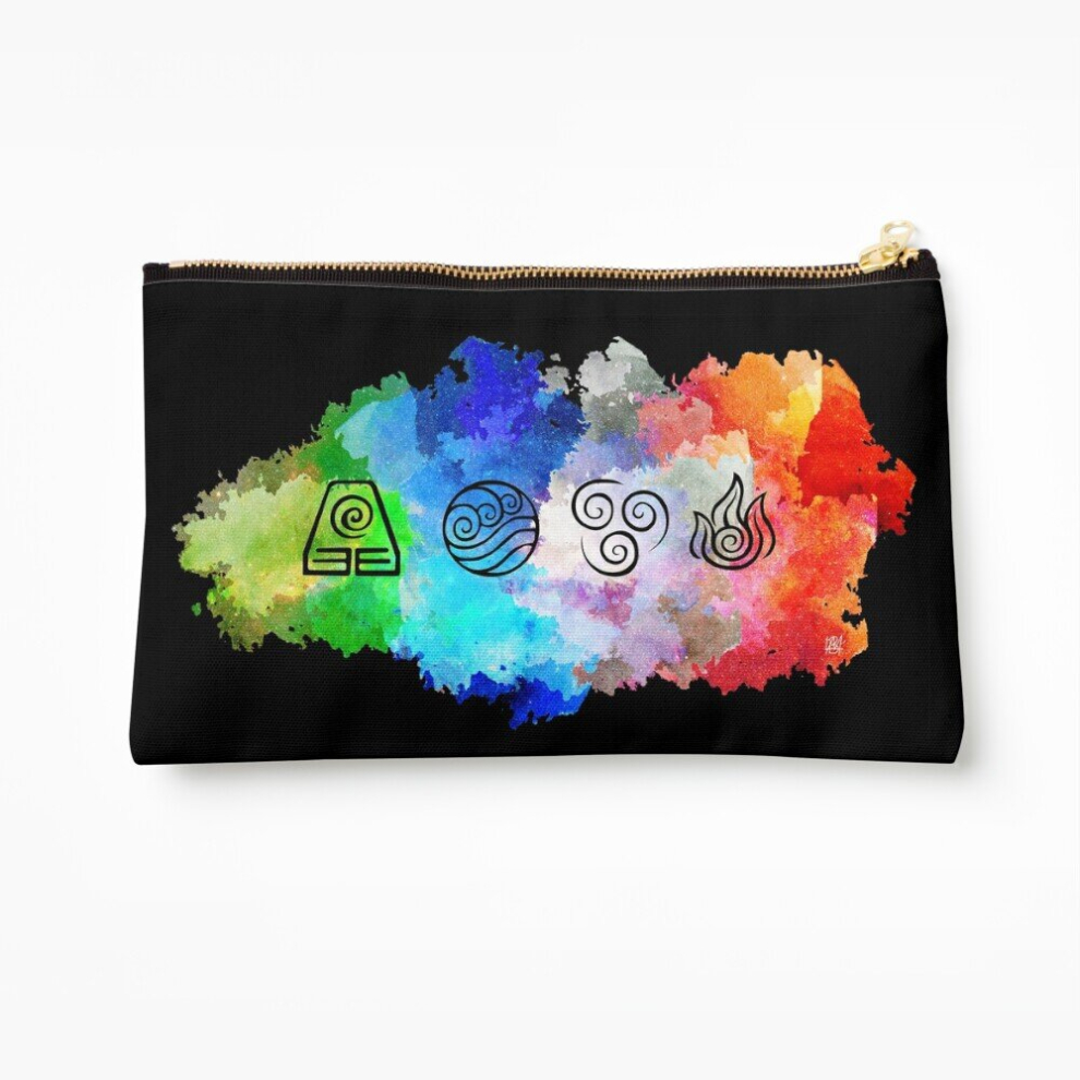 Whibos Makeup Bag Avatar The Last Airbender - The Four Elements - Horizontal Cosmetic Organizer Tyvek Paper Bags Zipper Pouch