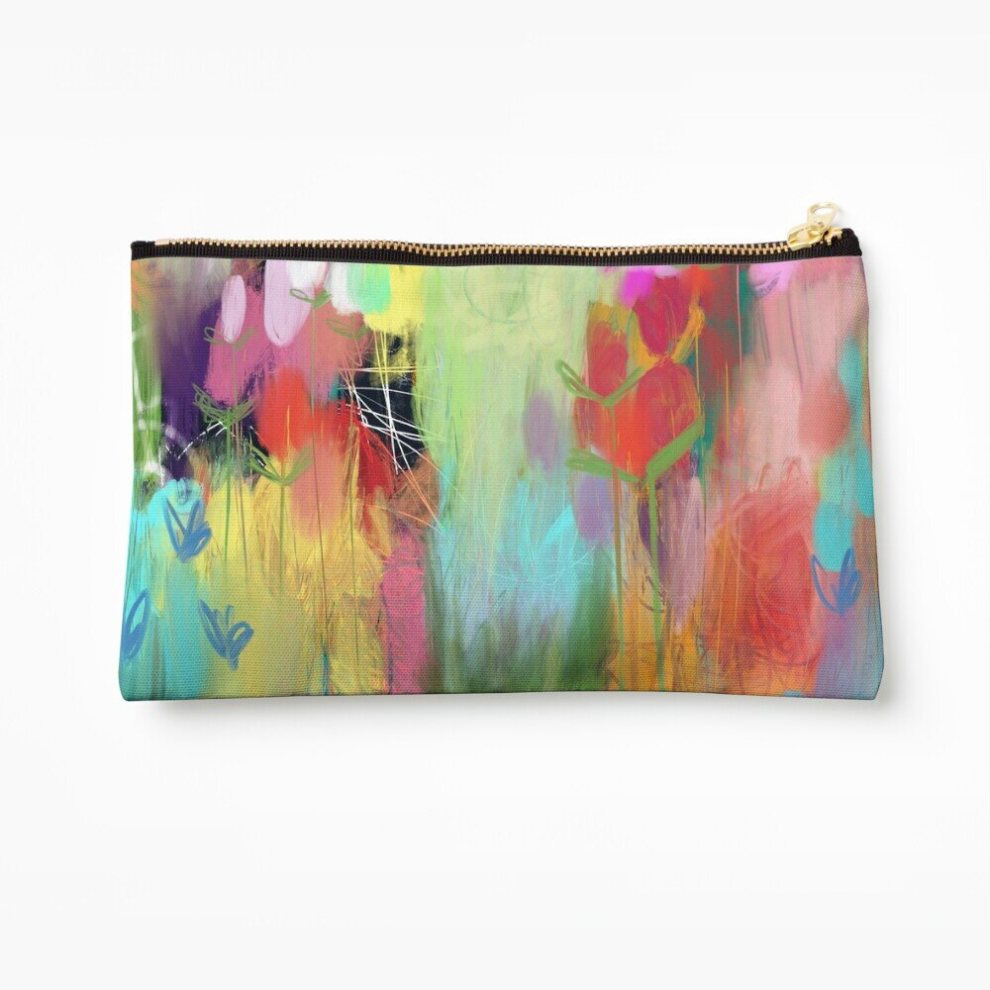 Whibos Red Makeup Bag Flower Candy Meadow Cosmetic Organizer Tyvek Paper Bags Zipper Pouch
