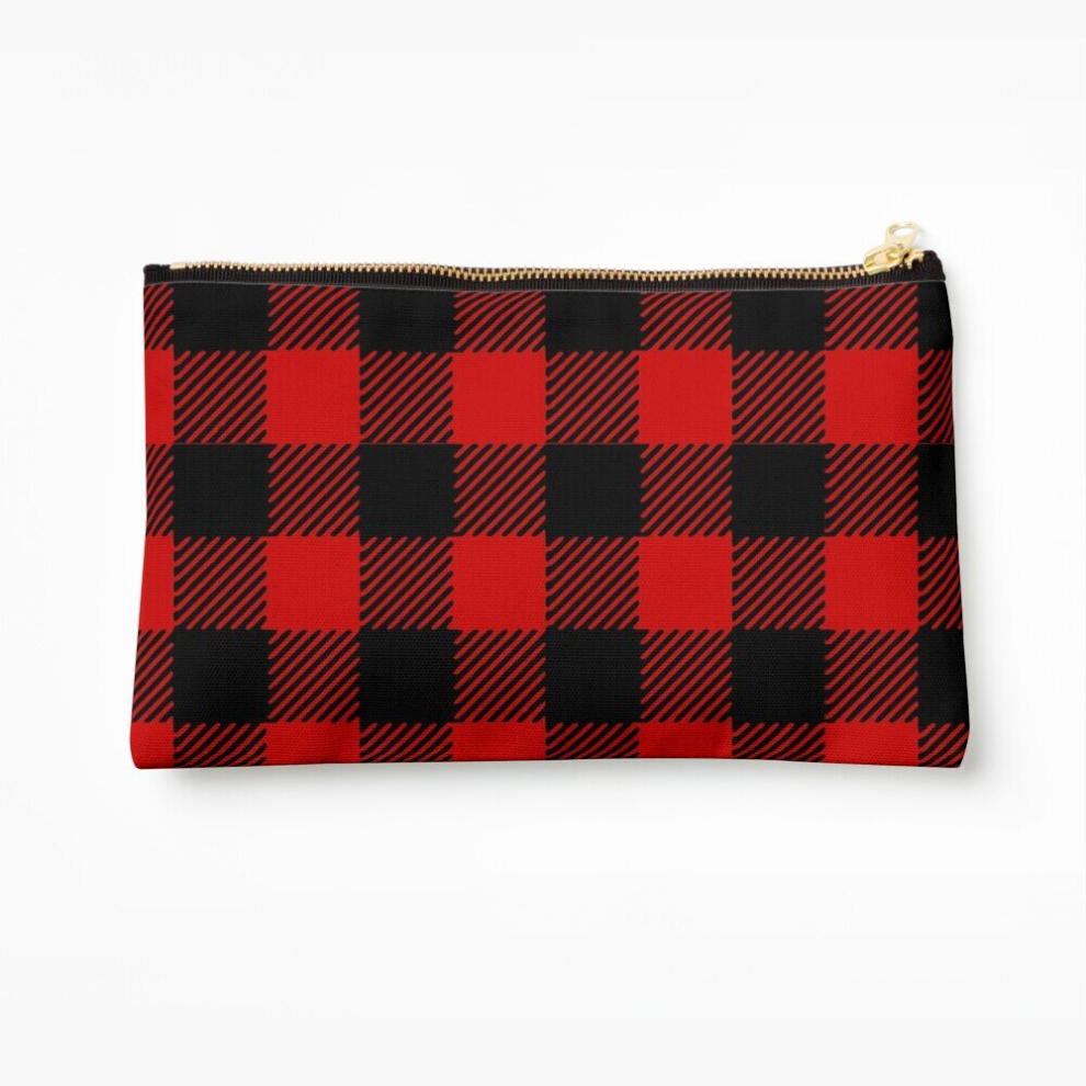 Whibos Red Makeup Bag Plaid Pattern Cosmetic Organizer Tyvek Paper Bags Zipper Pouch