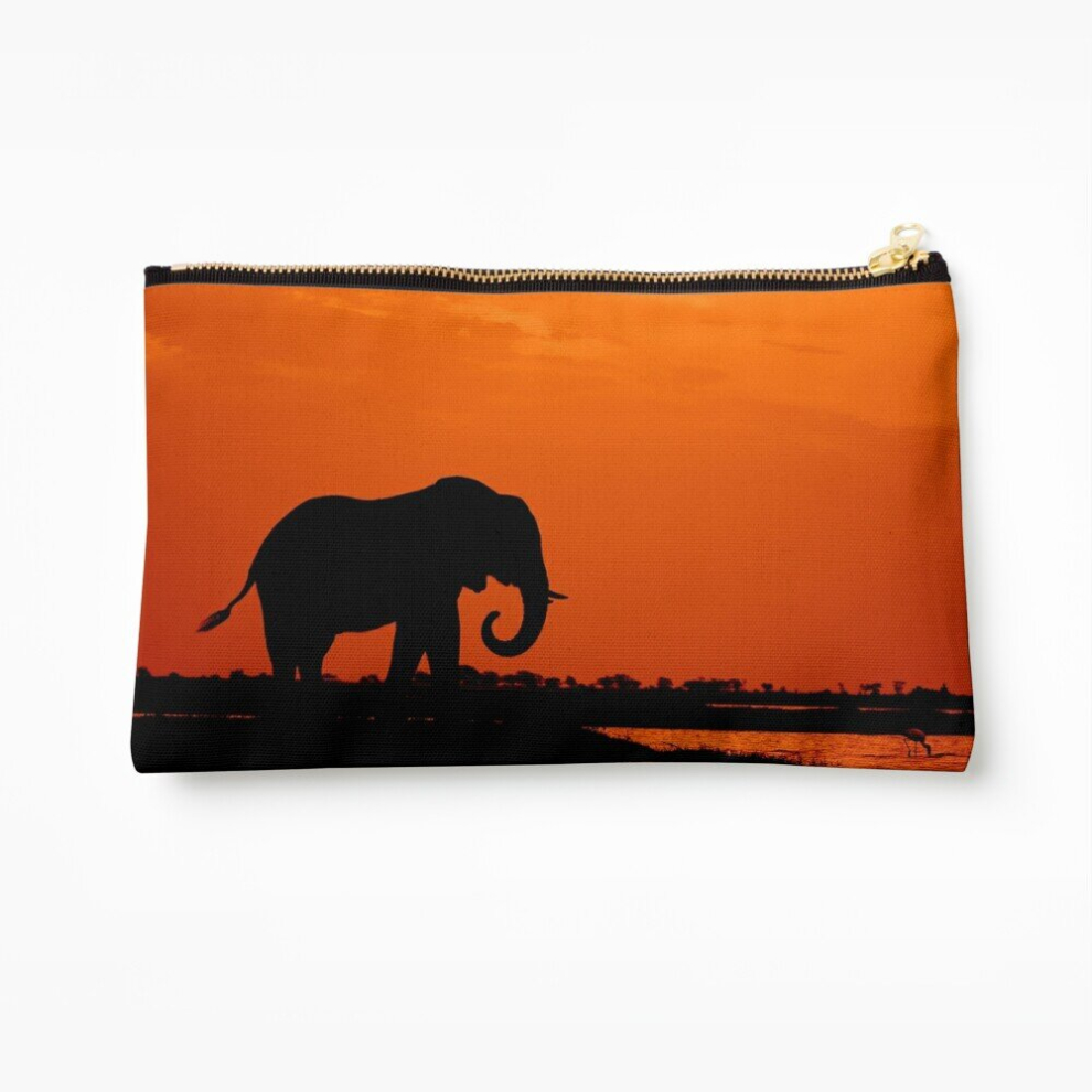Whibos Makeup Bag Elephant Silhouette In The Sunset Cosmetic Organizer Tyvek Paper Bags Zipper Pouch