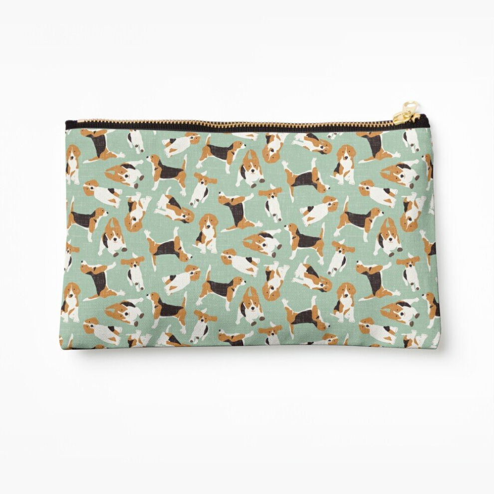 Whibos Makeup Bag Beagle Scatter Mint Cosmetic Organizer Tyvek Paper Bags Zipper Pouch
