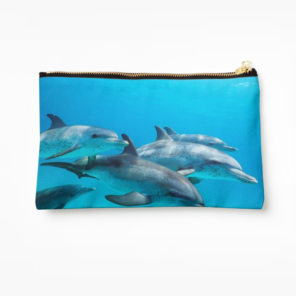 Whibos Makeup Bag Dolphin Dreamin' Cosmetic Organizer Tyvek Paper Bags Zipper Pouch