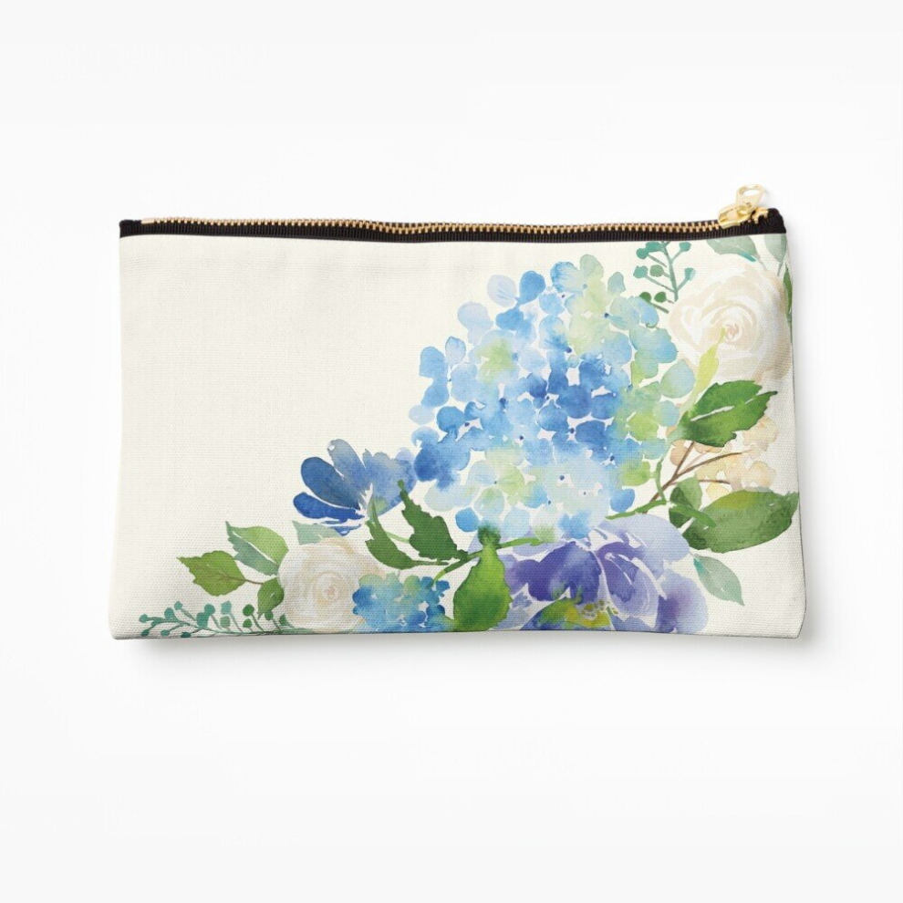 Whibos Blue Makeup Bag Watercolor Hydrangea Cosmetic Organizer Tyvek Paper Bags Zipper Pouch