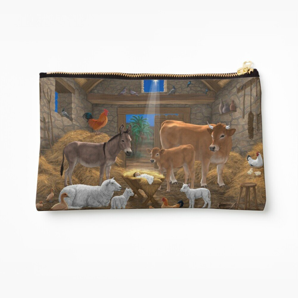 Whibos Makeup Bag Baby Jesus In Manger Christmas Nativity Scene Cosmetic Organizer Tyvek Paper Bags Zipper Pouch