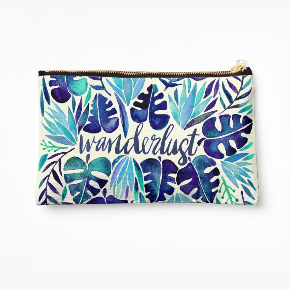 Whibos Blue Makeup Bag Tropical Wanderlust Cosmetic Organizer Tyvek Paper Bags Zipper Pouch