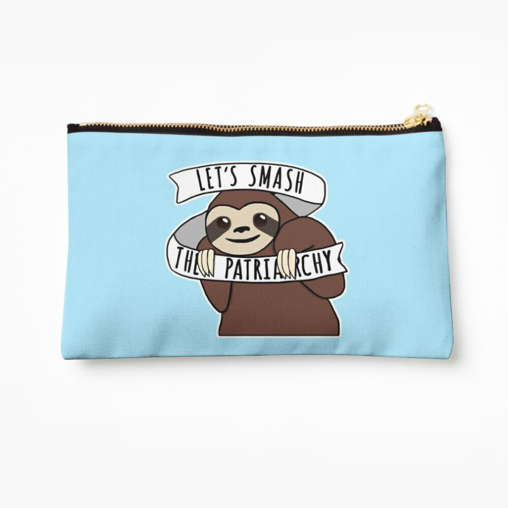 Whibos Makeup Bag Feminist Sloth "Smash The Patriarchy" Cosmetic Organizer Tyvek Paper Bags Zipper Pouch